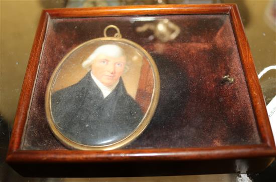 Early 19th century English School, oil,  Miniature of Mr Walker of Bramhope Hall, Leeds(-)